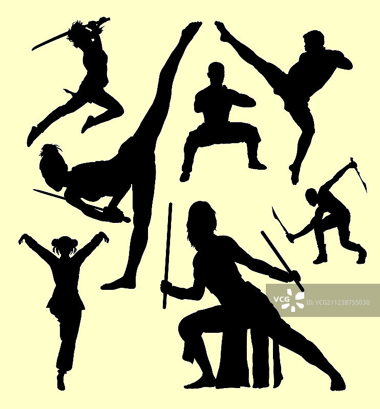 武术和自卫剪影图片素材