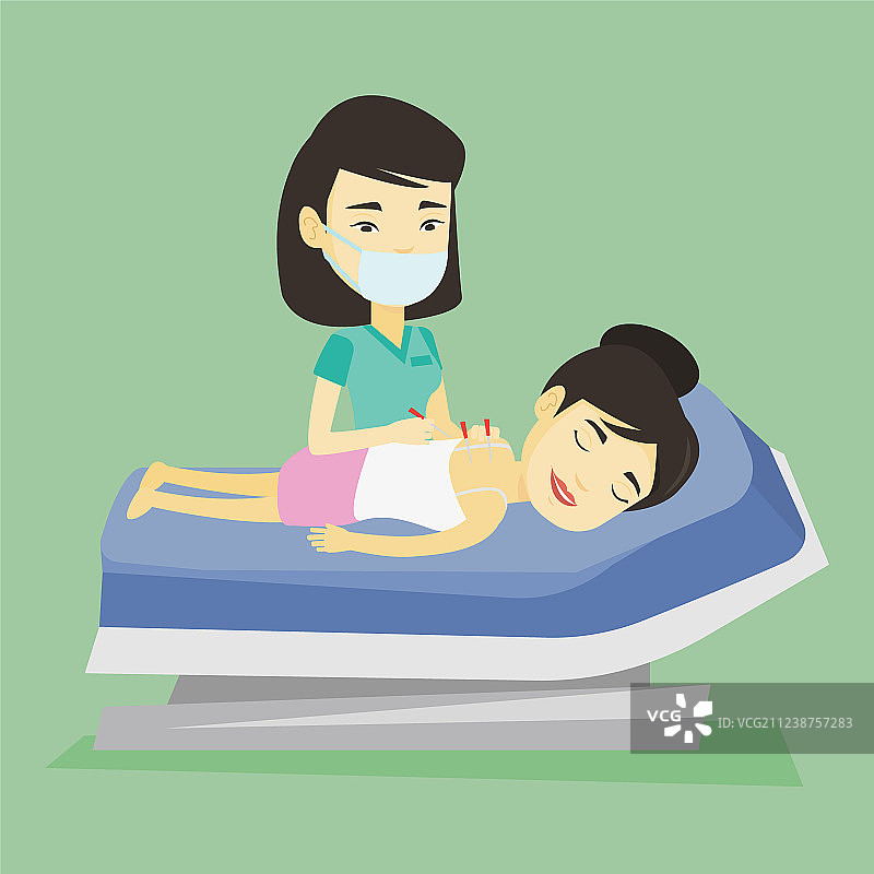 针灸师进行针灸治疗图片素材