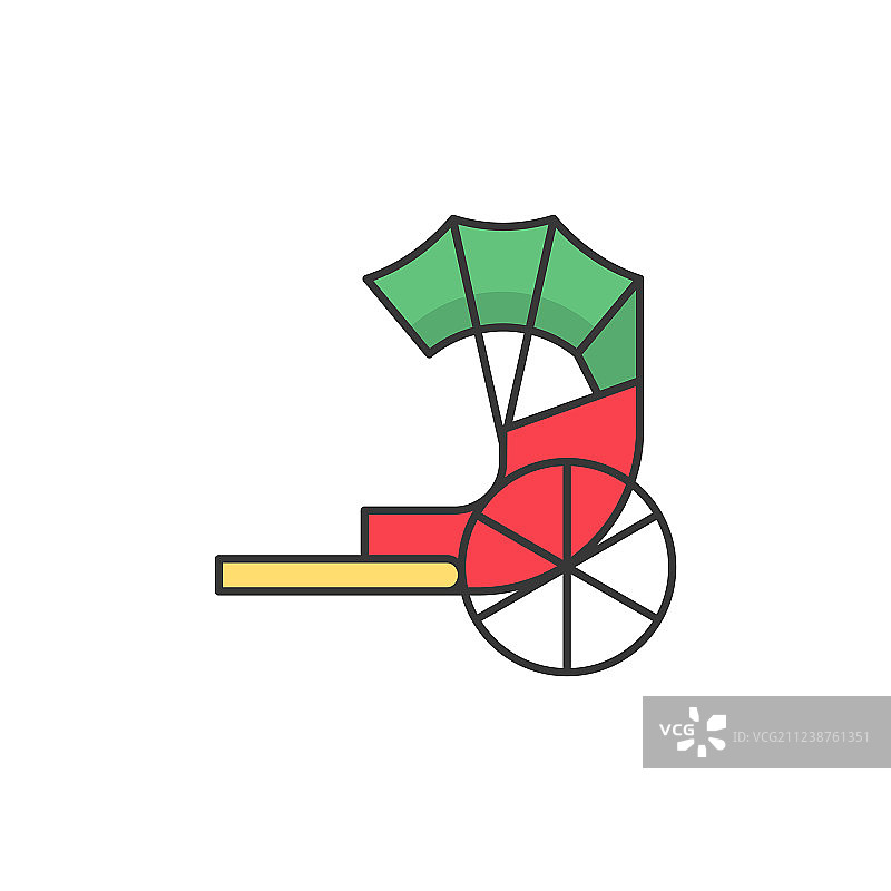 中国传统黄包车轮廓图标图片素材