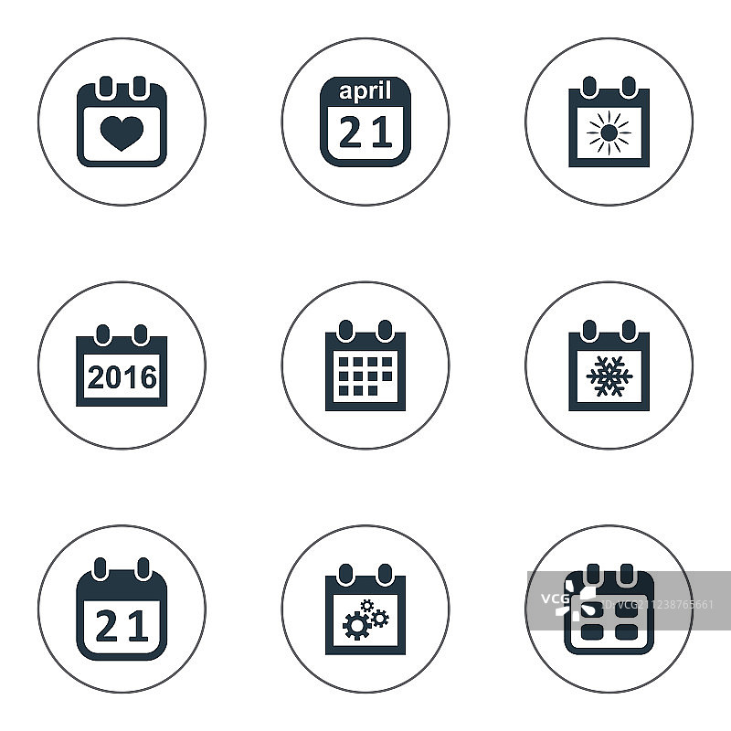 简约日期图标合集图片素材