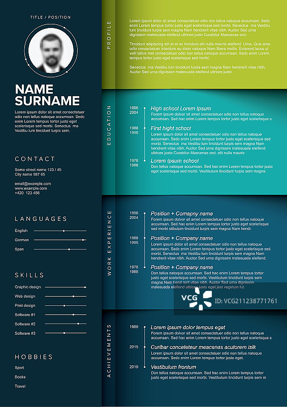 简约青色简历模板图片素材