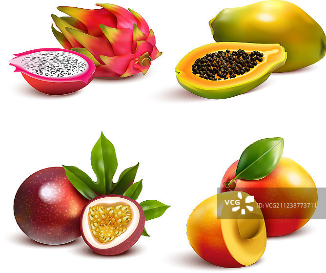 成熟的热带水果拼盘图片素材