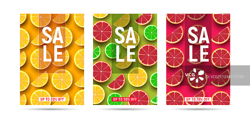 夏季促销折扣海报与切片柑橘图片素材