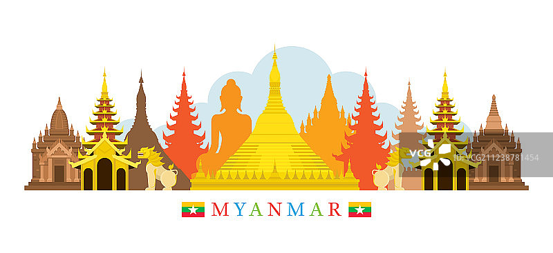 缅甸建筑地标天际线图片素材
