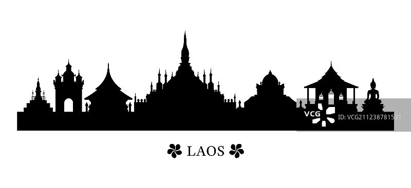 老挝地标天际线剪影图片素材