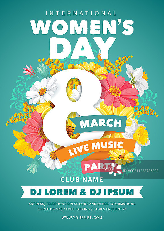 妇女节派对宣传单图片素材