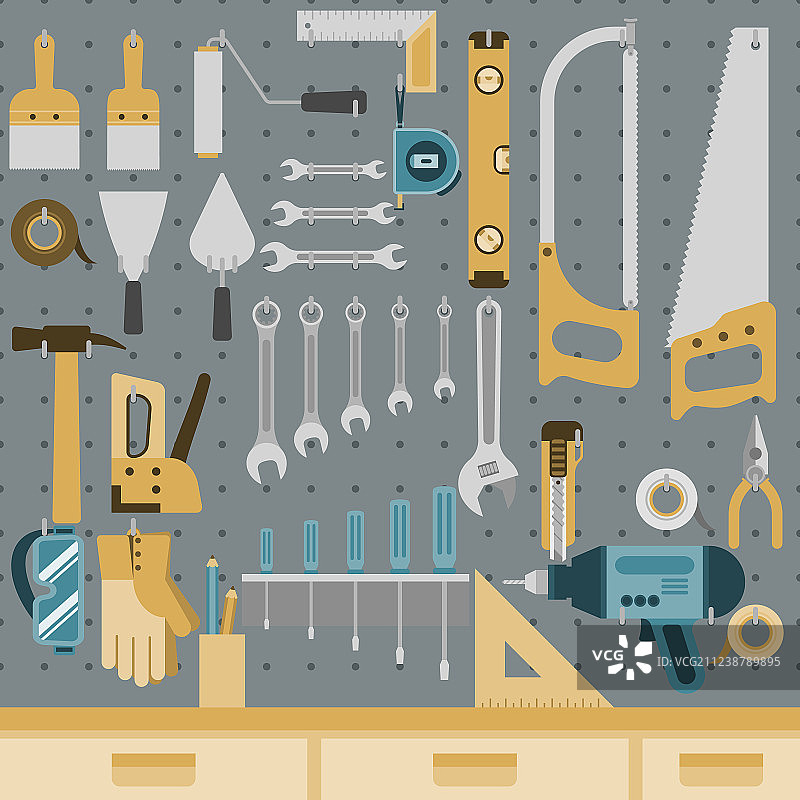 钉板上的工具图片素材