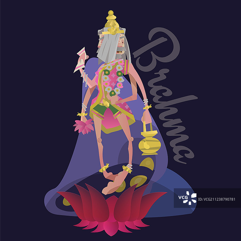 莲花中诞生的美丽梵天图片素材