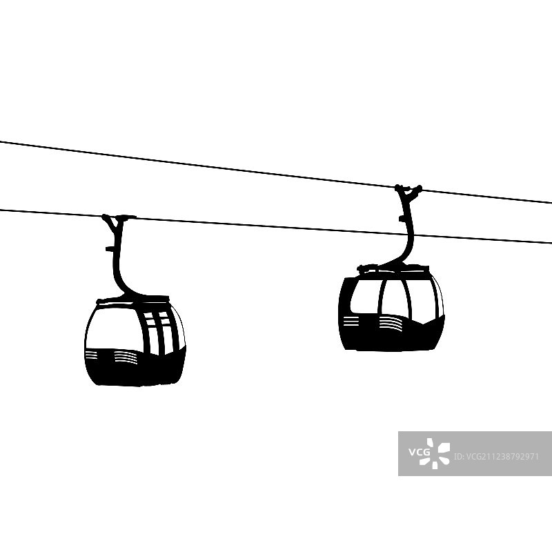 两座缆车剪影图片素材