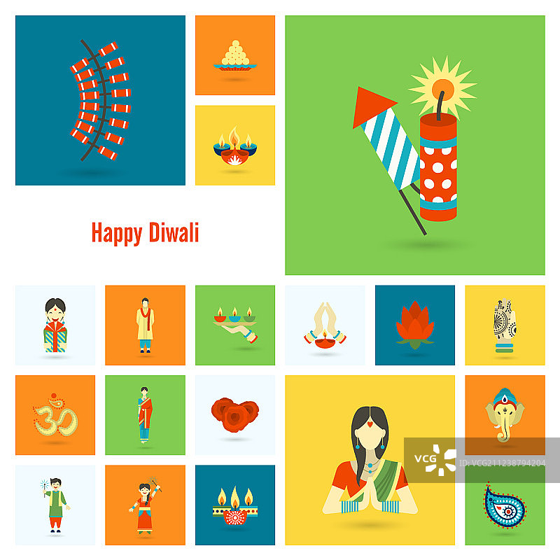 排灯节印度节日的图标图片素材