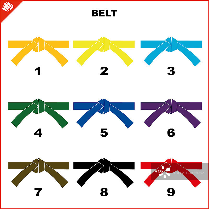 武术道服彩色腰带套装图片素材