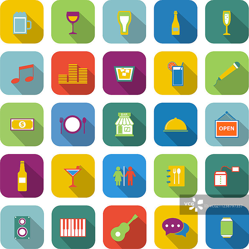 长阴影的彩色条形图图标图片素材