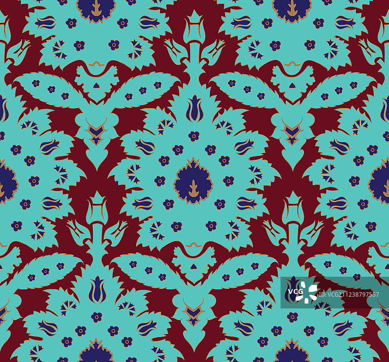 奥斯曼土耳其风格花卉无缝图案图片素材