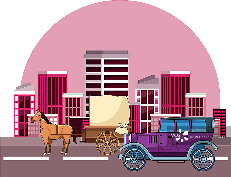 老爷车和马车图片素材