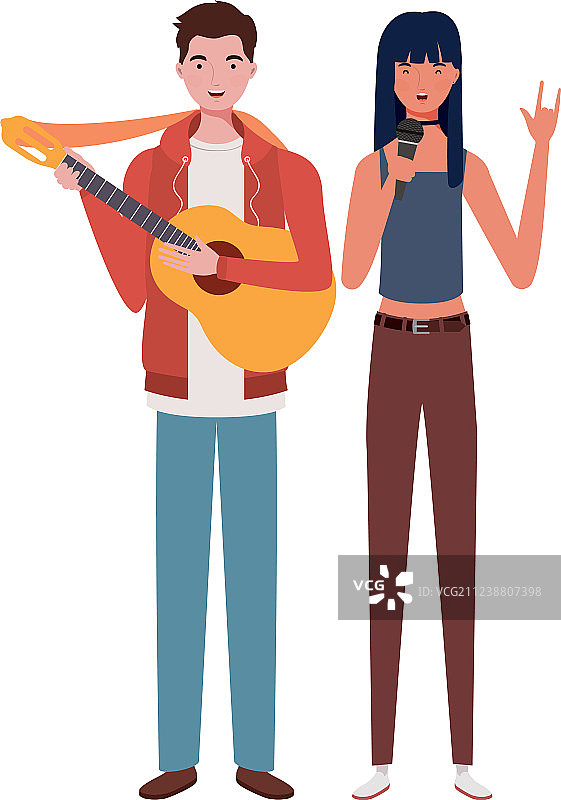使用乐器的夫妇图片素材