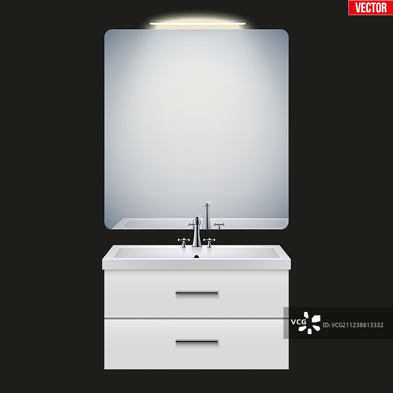 带镜子的家用洗脸盆柜图片素材