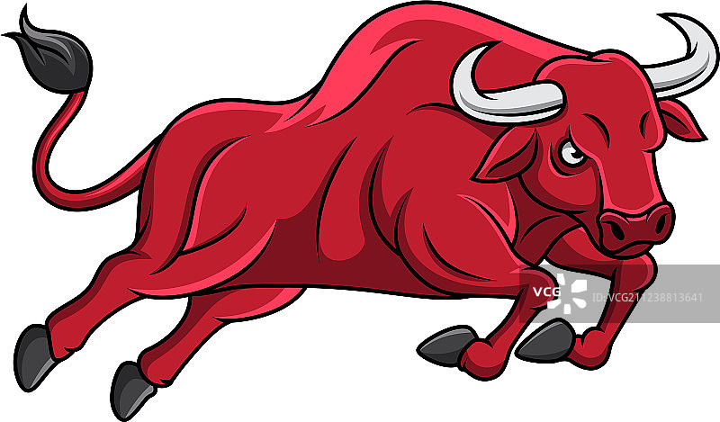 奔跑的卡通愤怒红牛图片素材