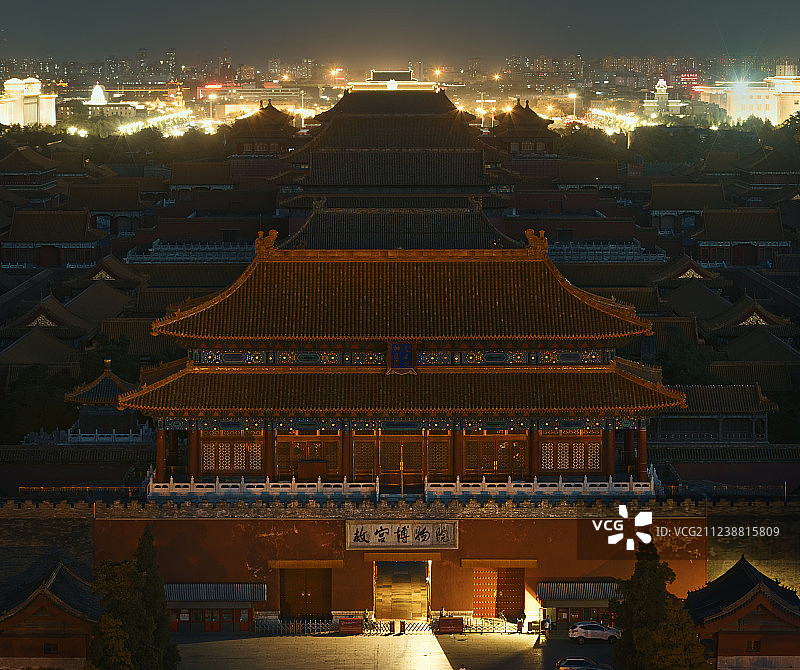 高视角拍摄紫禁城的夜晚图片素材