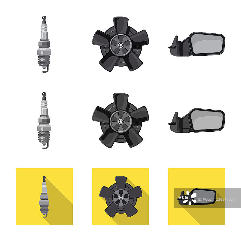 汽车和零件Logo集合的独立对象图片素材