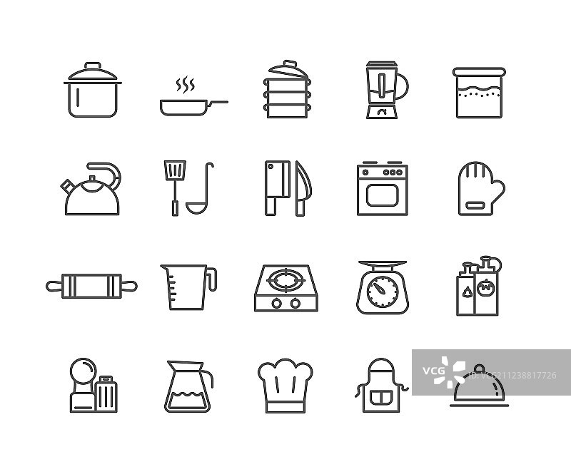 厨房工具细线图标图片素材