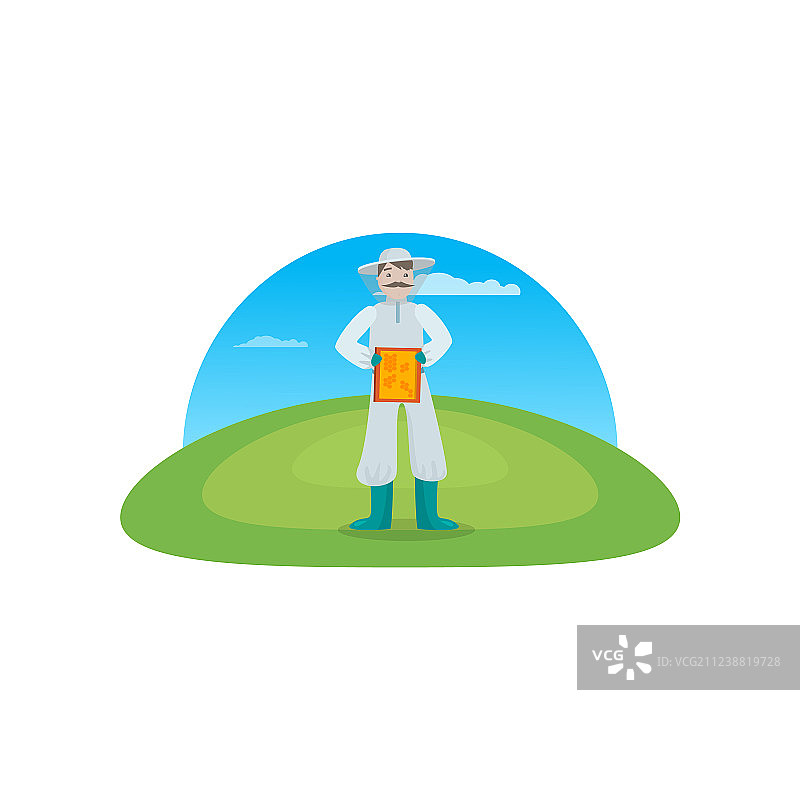 养蜂人野外采蜜图片素材