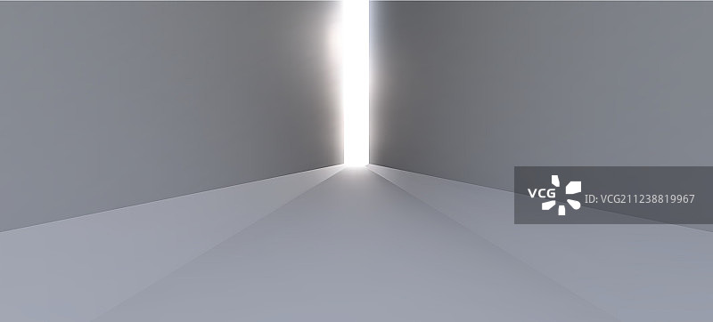 一道空旷的白色光线走廊图片素材
