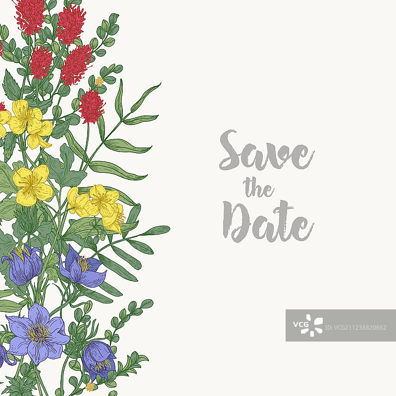 花卉方形婚礼邀请卡模板图片素材