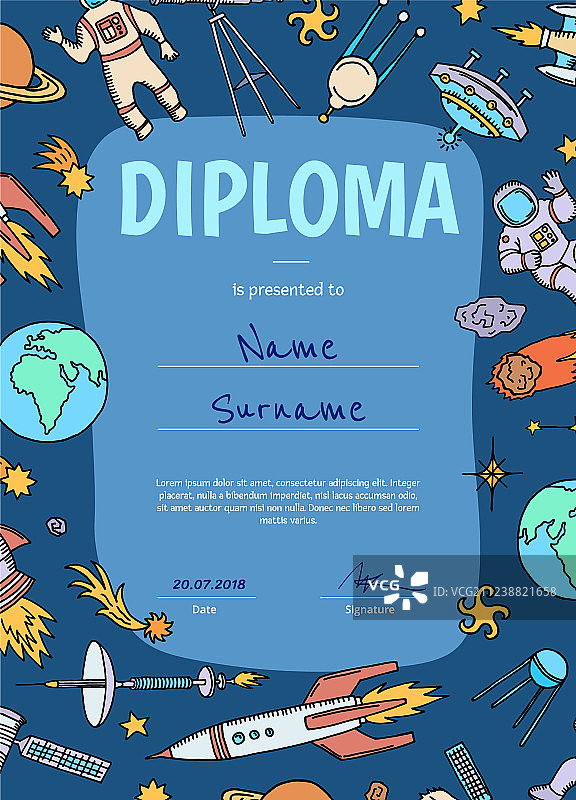 儿童文凭或证书图片素材