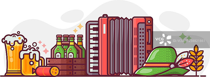 啤酒节十月节线条艺术banner图片素材