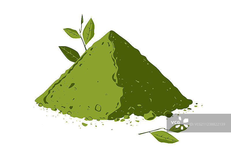 抹茶粉和茶叶堆图片素材