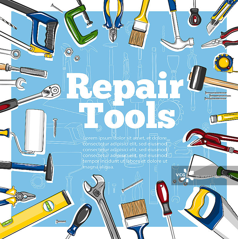 手绘风格维修工具banner图片素材