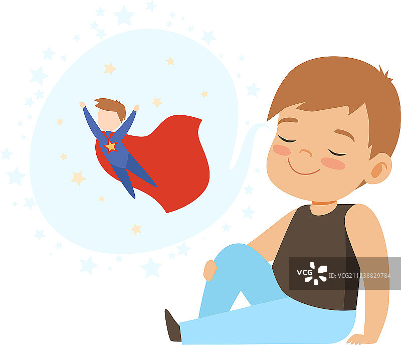 梦想成为超人的可爱男孩图片素材