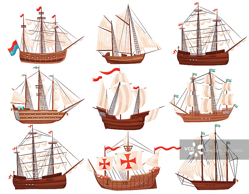 扁平风格旧木船图片素材