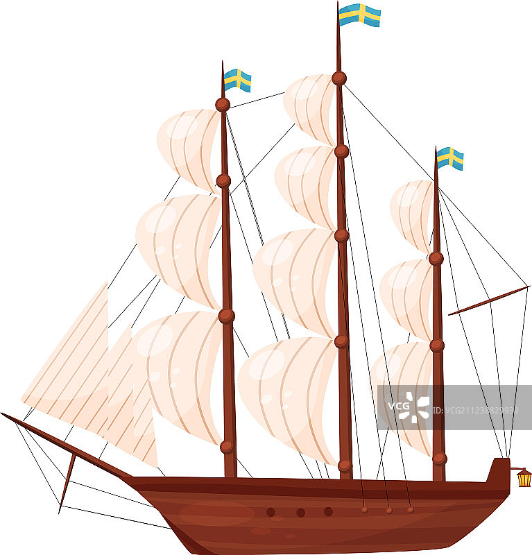 老式木制帆船海上运输图片素材