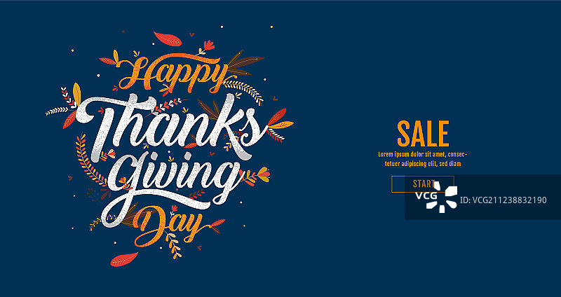 手绘感恩节快乐排版海报图片素材