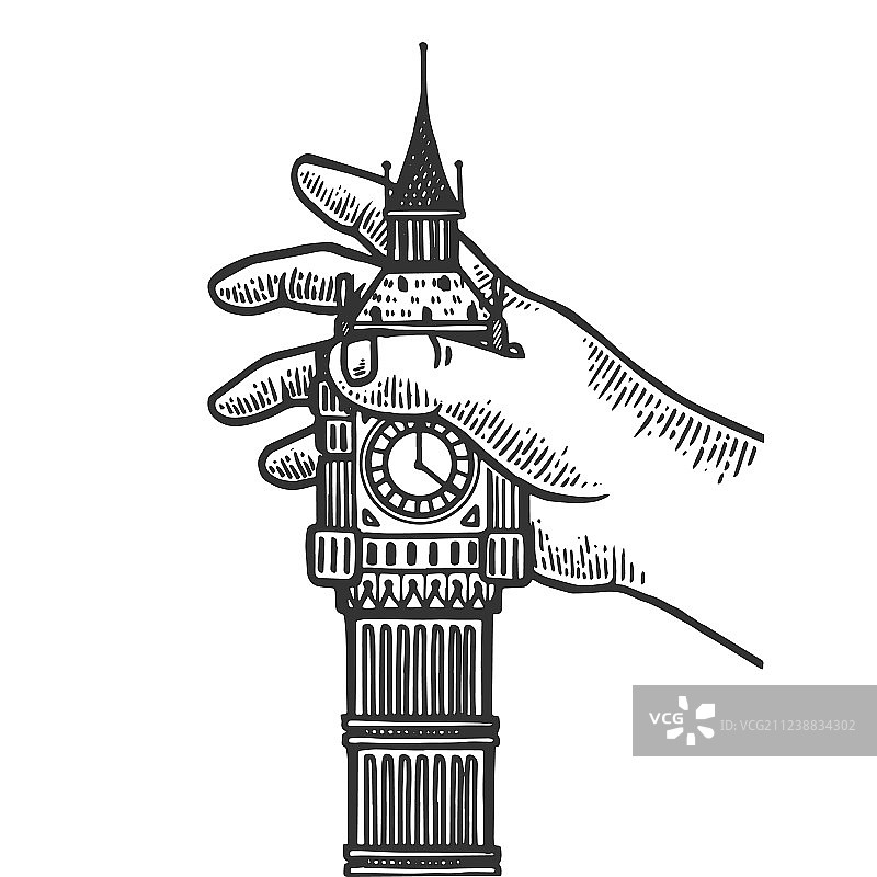 儿童玩大本钟塔雕刻图片素材