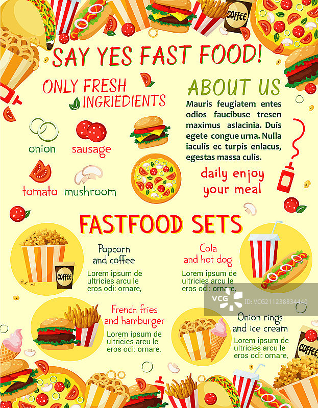 快餐店小吃菜单模板图片素材