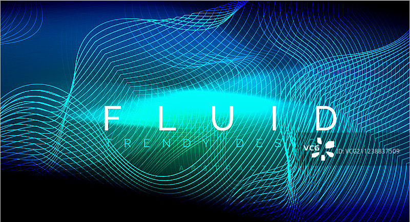 霓虹发光的流体波线魔法能量空间图片素材