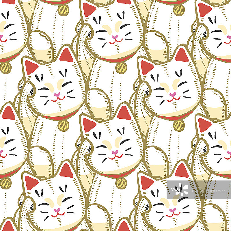 手绘风格招财猫图案图片素材