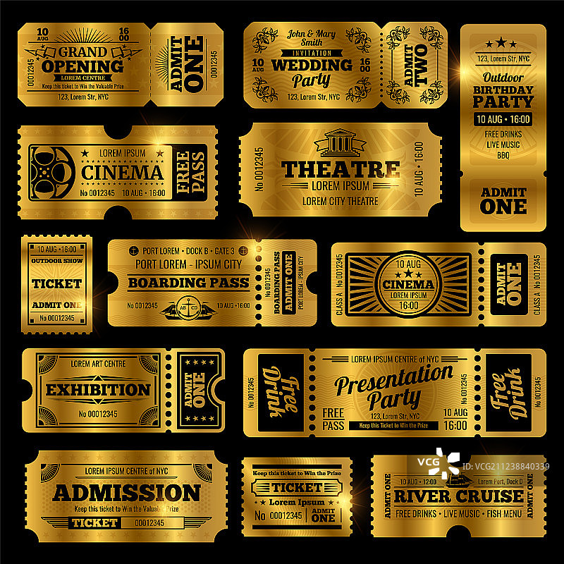 马戏团派对和电影复古入场券图片素材