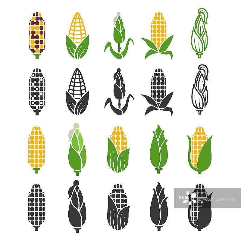 彩色玉米收割图标图片素材