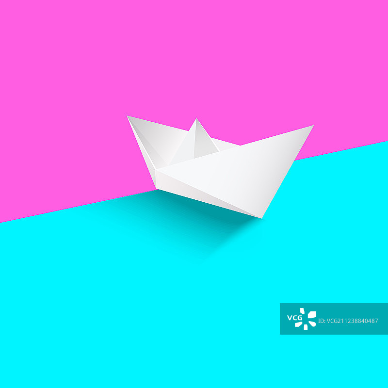逼真的白色纸船图片素材
