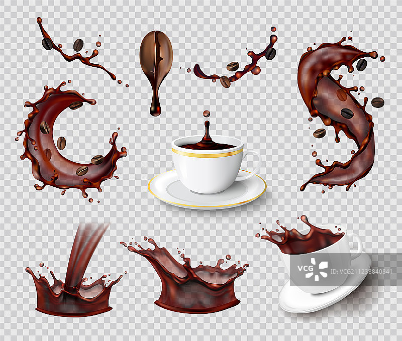 咖啡飞溅透明素材图片素材