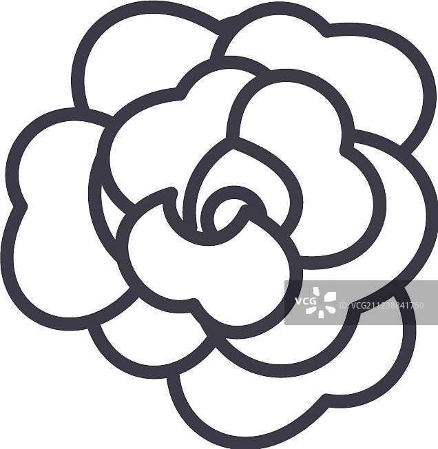 玫瑰花线条图标概念扁平风格图片素材