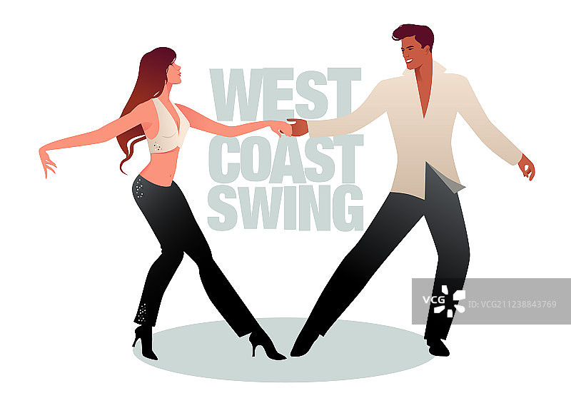 年轻夫妇跳西海岸摇摆舞图片素材
