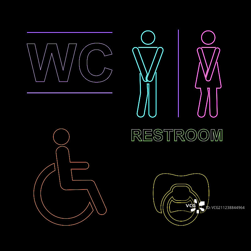 带恶意元素的WC霓虹灯组合图片素材