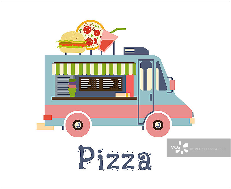 售卖汉堡披萨饮料的快餐车图片素材