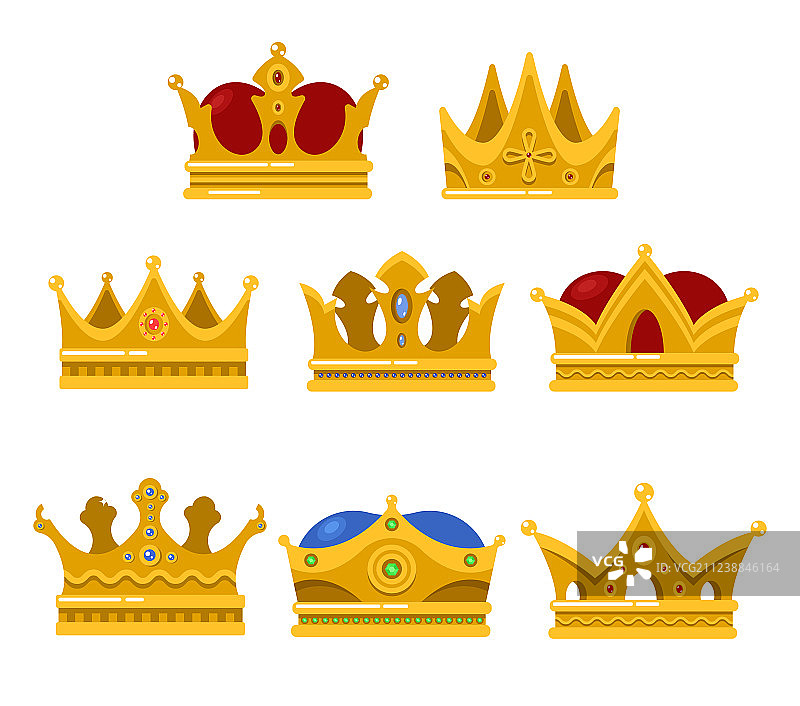 国王或王后金色皇冠图标合集图片素材