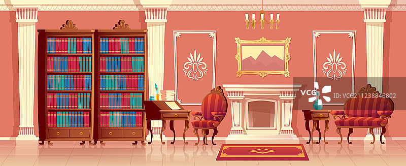 带壁炉的豪华客厅图片素材