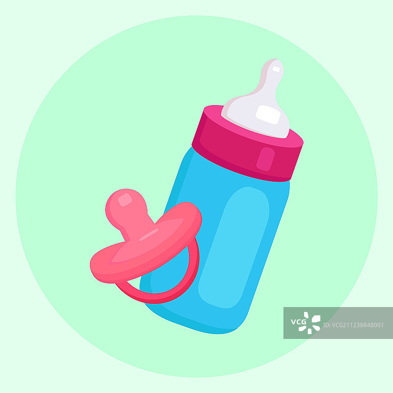 婴儿奶瓶和奶嘴扁平图图片素材
